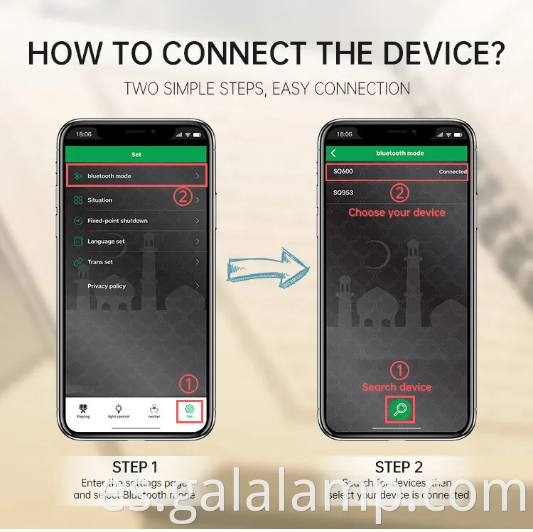 Equant Muslim Blue Tooth Connectación Clock Clock Time Learning Aprendizaje Corán Wooden Speaken SQ600 Regalo de oración musulmana